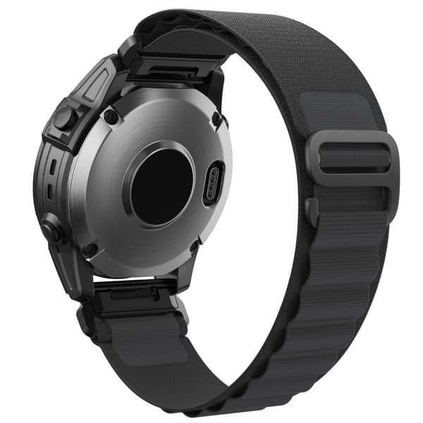 Garmin Fenix 7 / Forerunner 965 / 955 / 945 / 935 Kellon hihna Nylon Loop Pikavapautus 22mm Ranneke - Musta Black