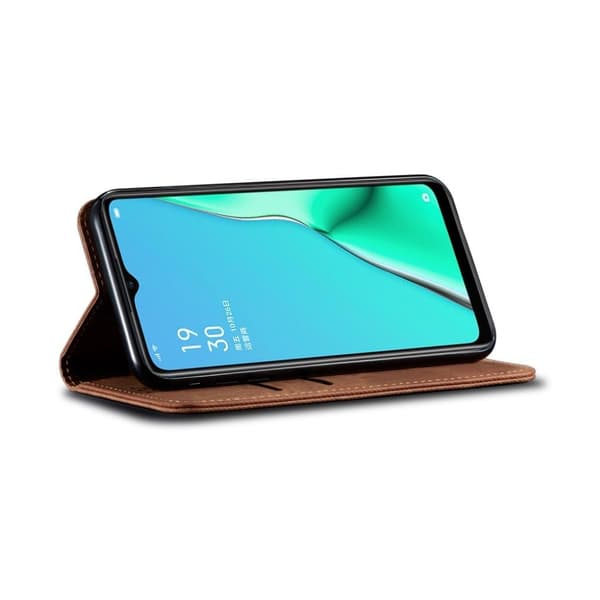 Jeans Oppo A9 (2020) Flip kotelot - Kahvi Brown