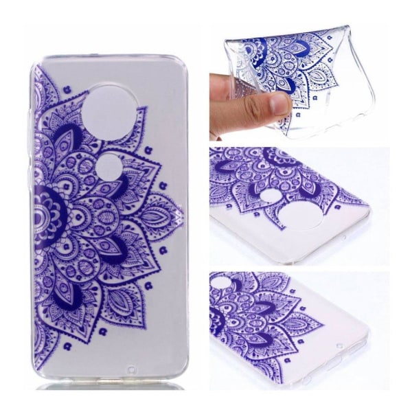 Motorola Moto G7 mönstrat fodral - Halv Mandala Lila