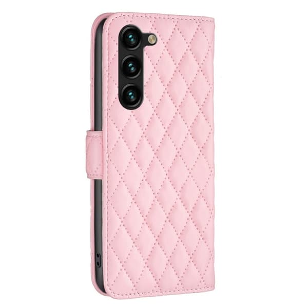 Rombemønster, matt flip-deksel for Samsung Galaxy S23 Plus - Rosa Pink