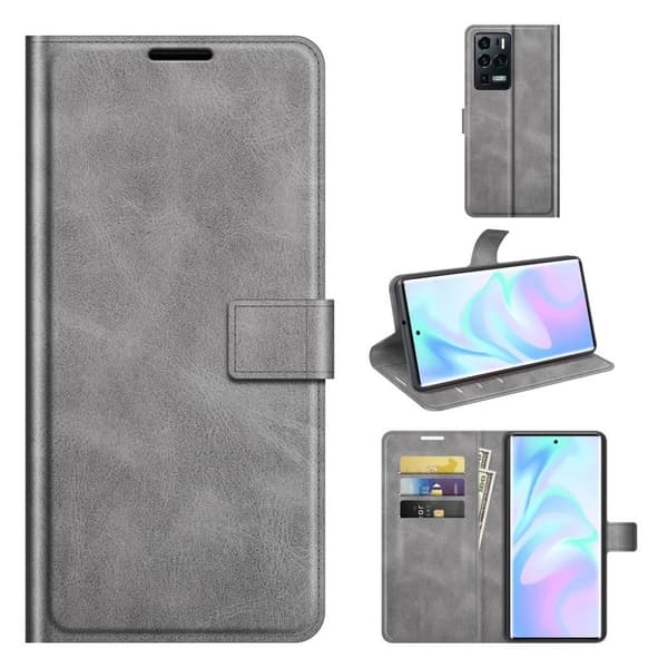Wallet-style Læder Etui til Zte Axon 30 Ultra 5g - Grå Silver grey