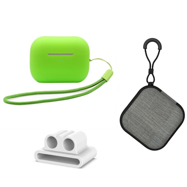 AirPods Pro 2 silikonikotelo säilytyslaatikolla ja pidikkeellä - Vihreä Green