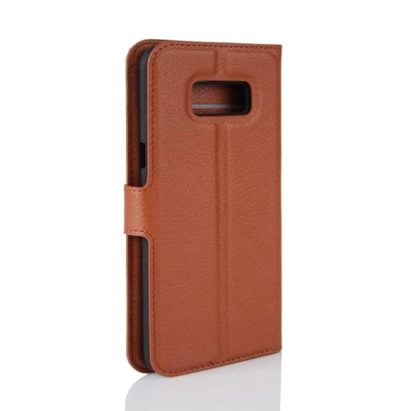 Samsung Galaxy S8 Litsi Kuvioinen Magneetti Nahkakotelo - Ruskea Brown