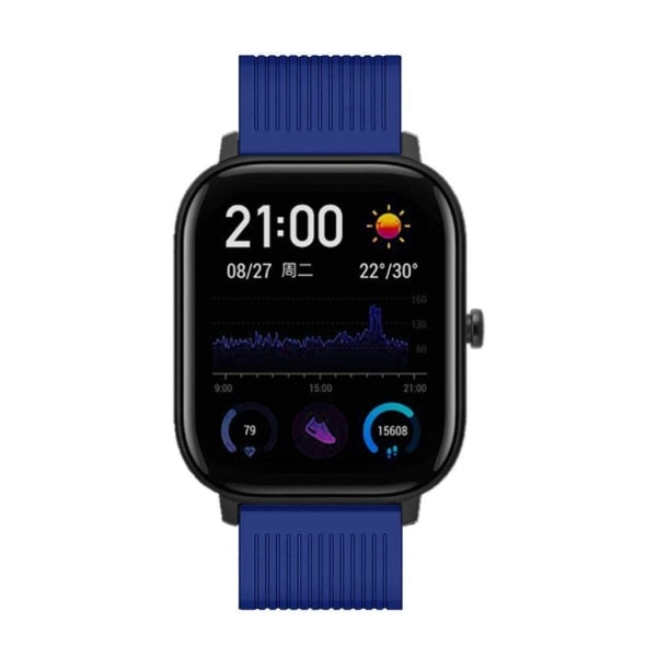 Amazfit GTS / Bip Lite stripe silicone watch band - Dark Blu