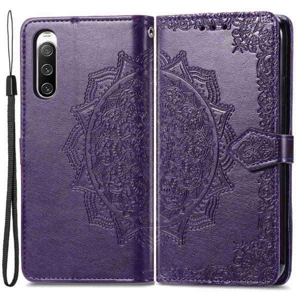 Mandala läder Sony Xperia 10 IV fodral - Lila Lila