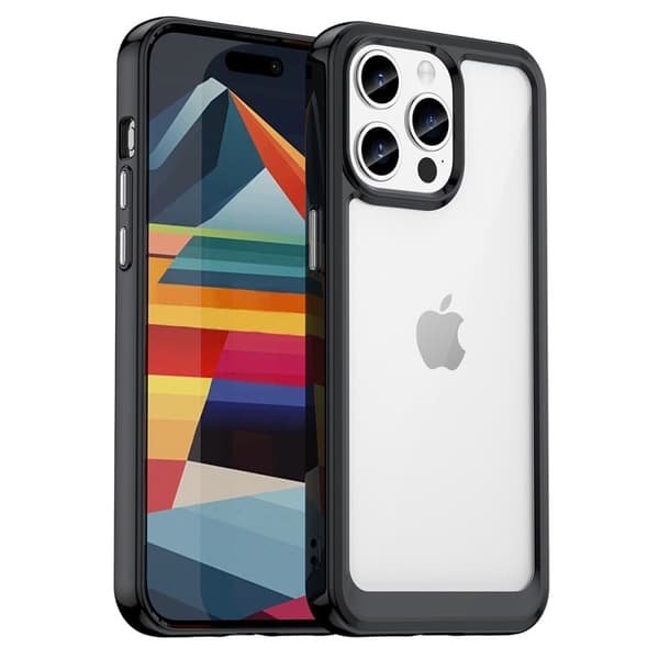 iPhone 15 Pro Max älykäs akryylikansi - Musta Black