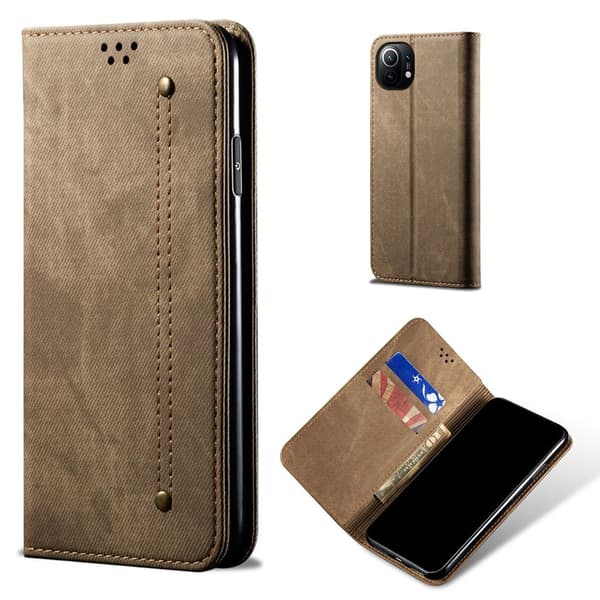 Jeans Xiaomi Mi 11 flip case - Khaki Brown