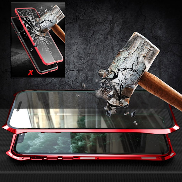 Luphie Bat iPhone 11 Pro Max Alu-puskuri + lasi - Punainen Red