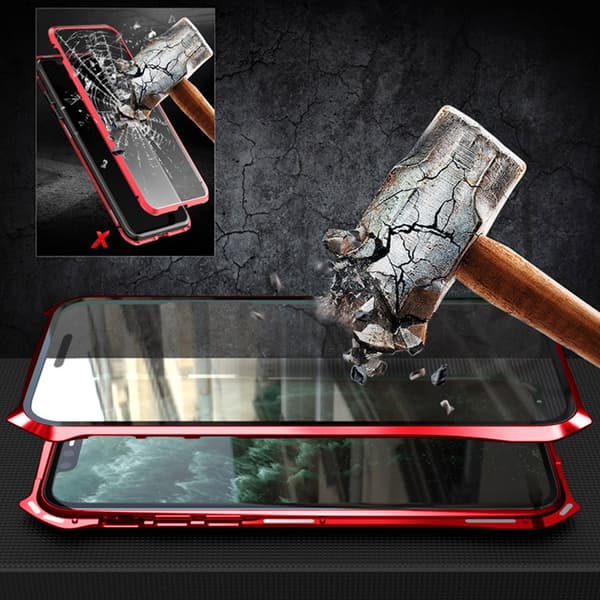 Luphie Bat iPhone 11 Pro Max Alu-stötfångare + glas - Röd Röd
