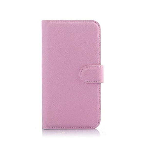 Læderetui med litchi overflade til Huawei Y625 - Lyserød Pink
