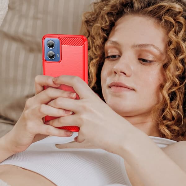 Carbon Flex Motorola Moto G34 deksel - Rød Red