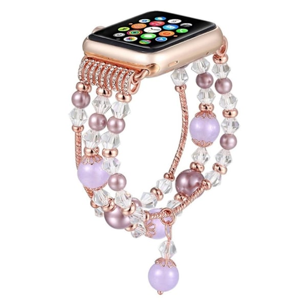 Apple Watch 42mm agatpärlor pärla klockarmbandsbyte - Guld / Lila multifärg