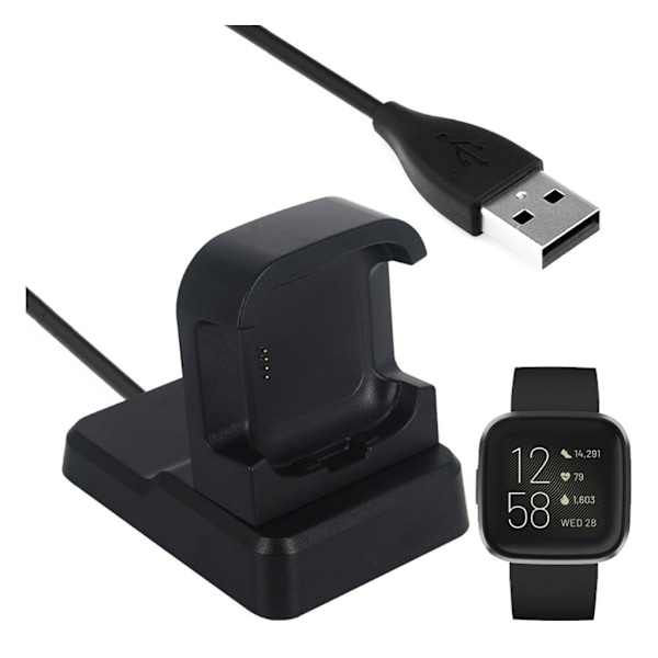 Fitbit Versa to USB dokkingstasjon Black