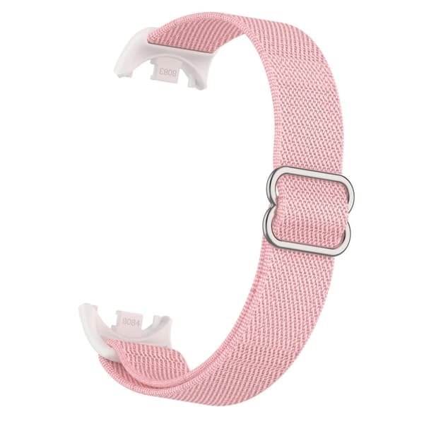 Xiaomi Smart Band 9 / Smart Band 8 Nylon håndledsrem med stik Elastisk urrem - Perle Lyserød Pink