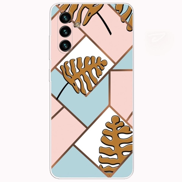 Marble Samsung Galaxy A13 5G Etui - Toon Leaves i Pink og Blå Multicolor