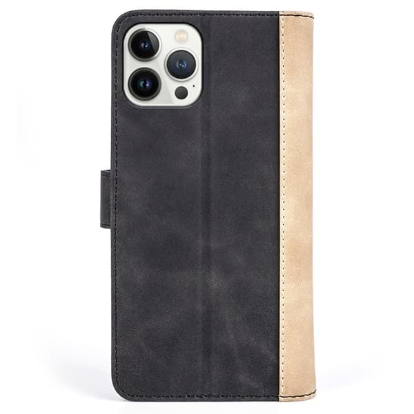 Tofarget lærdeksel for iPhone 13 Pro - Svart Black