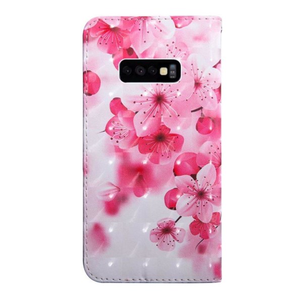 Samsung Galaxy S10 läderfodral med ljus prickar - Persika Träd Blommar Rosa