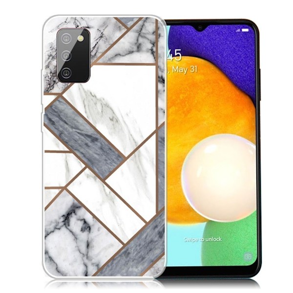 Marmordesign Samsung Galaxy A03s deksel - Grå / Hvite Marmorfliser Multicolor