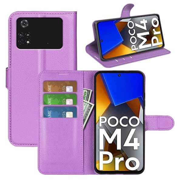 Klassisk Xiaomi Poco M4 Pro flip etui - Lilla Purple