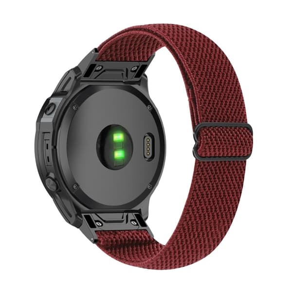 26 mm elastisk nylon-urrem til Garmin- og Coros-ure med værktøj - Rødvin Red