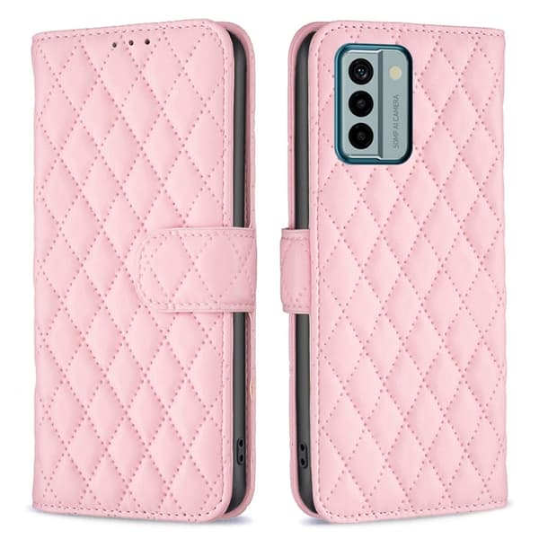 Rhombus mat Nokia G22 flip etui - Pink Pink