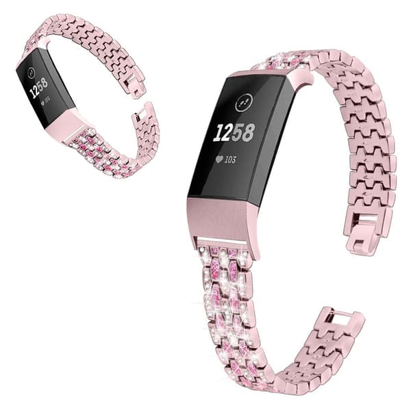 Fitbit Charge 3 strass décor klockarmband - rosa / Rose Rosa