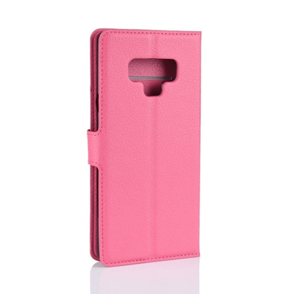 Samsung Galaxy Note9 mobiletui i kunstlæder med Litchi overfalde samt pung - Rosa Pink