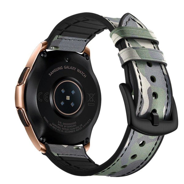 Samsung Galaxy Watch (42mm) holdbar læder Læder Urrem - Camouflage Grøn Green