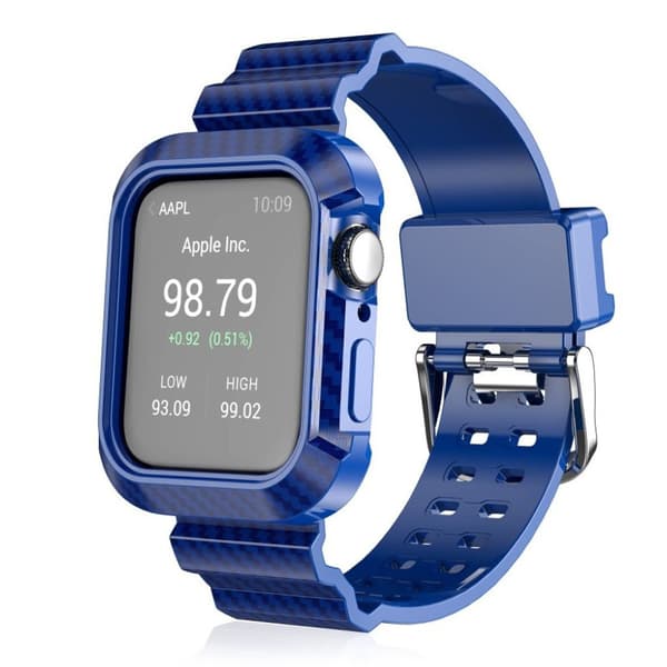 Apple Watch Series 4 44 mm robust klockarmband i kolfiber - Blå Blå