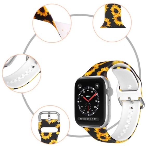 Apple Watch Series 8 (41mm) silikonikuvioinen ranneke - Jalkojen Painatus White