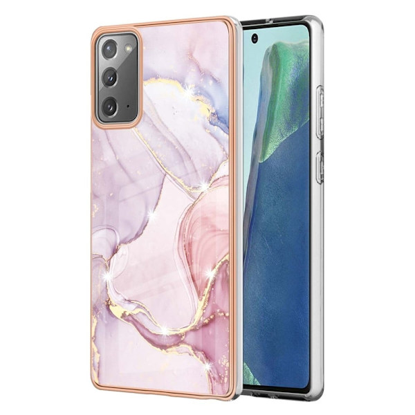 Marble Samsung Galaxy Note 20 Etui - Rose Guld Marmor Haze Pink