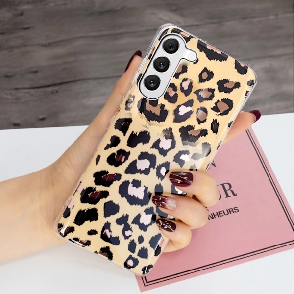 Deco Samsung Galaxy S23 Etui - Electroplated Leopard Print Brown