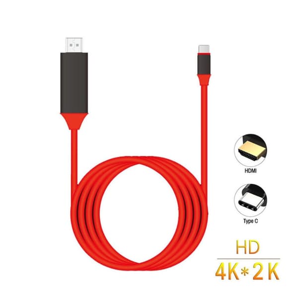 Universal USB C til HDMI USB 3.1 Type C hann til HDMI Male 4k-kabel Red