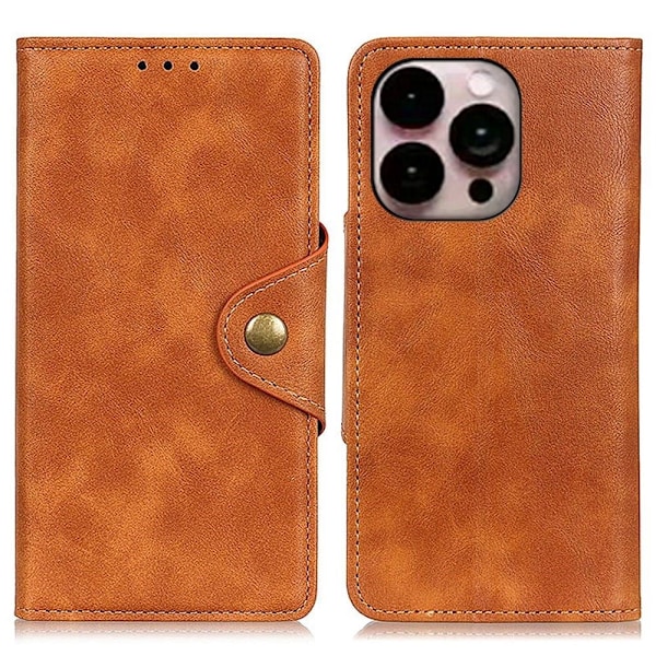Alpha iPhone 14 Pro Max læder flip etui - Brun Brown