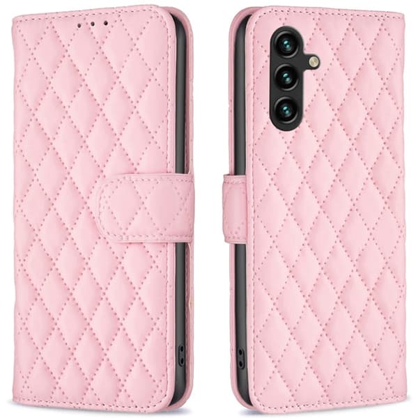 Rombemønster, matt flip-deksel for Samsung Galaxy A16 - Rosa Pink
