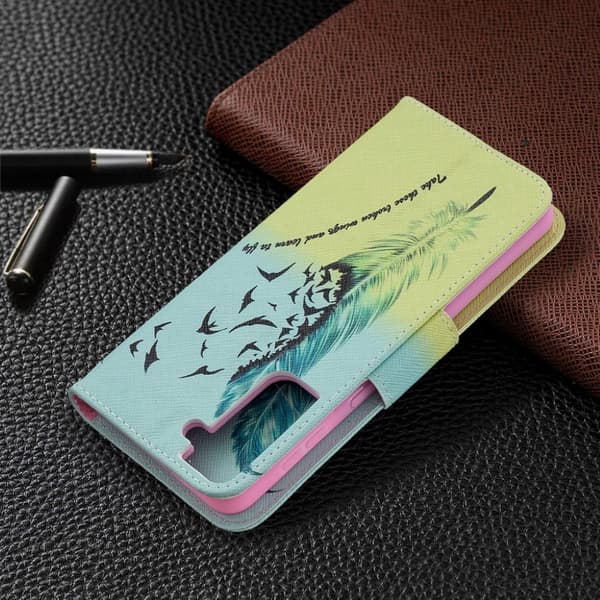 Wonderland Samsung Galaxy S21 Plus flip etui - fjer Multicolor