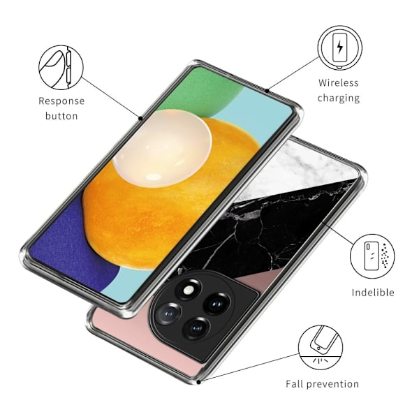 Deco OnePlus Ace 3 deksel - Trefarget Marmorstruktur Black