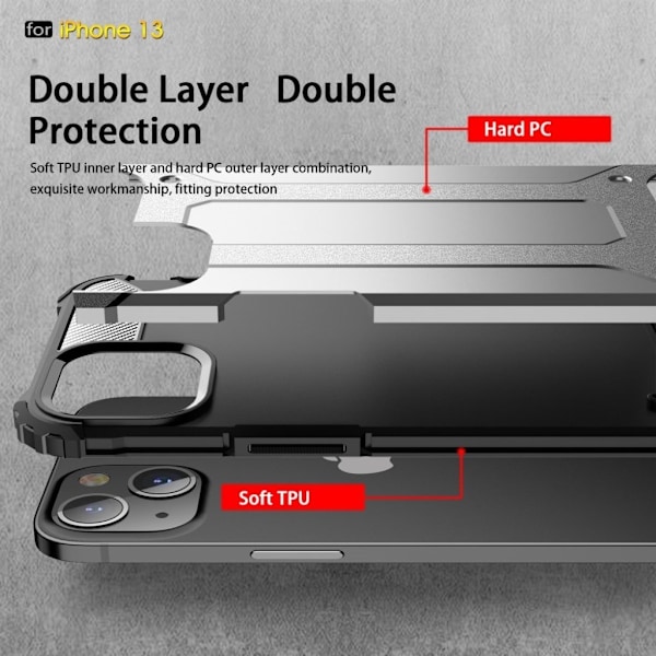 Armour Guard Suojakotelo iPhone 13 - Hopea Silver grey