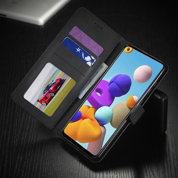 LC.Imeeke läder Samsung Galaxy A21s fodral - Svart Svart
