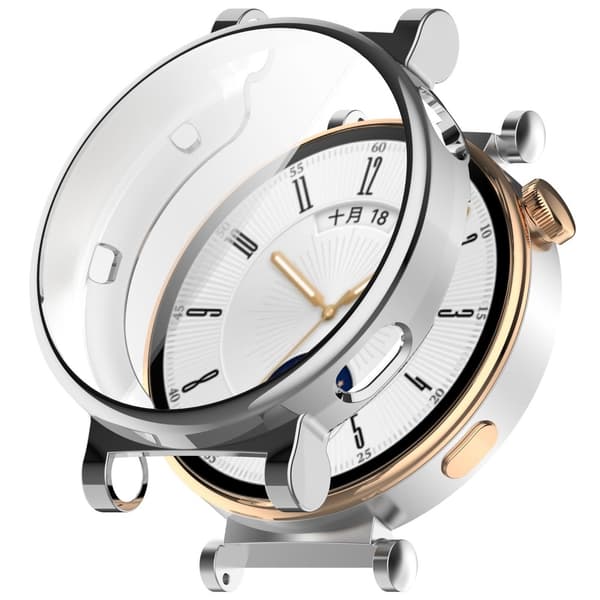 Huawei Watch GT 4 41mm Flexibelt klockfodral Fullt skydd Galvaniserat klockfodral - Silver Silvergrå