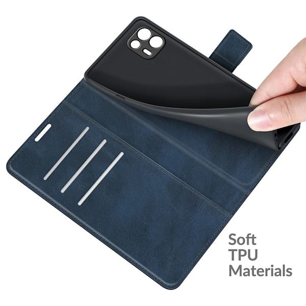 Wallet-style Læder Etui til Motorola Edge 20 Lite - Blå Blue