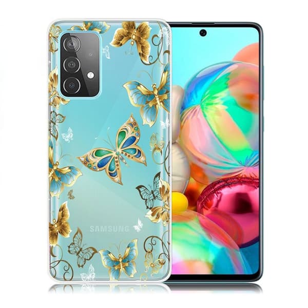 Deco Samsung Galaxy A72 5G etui - guld sommerfugle Gold