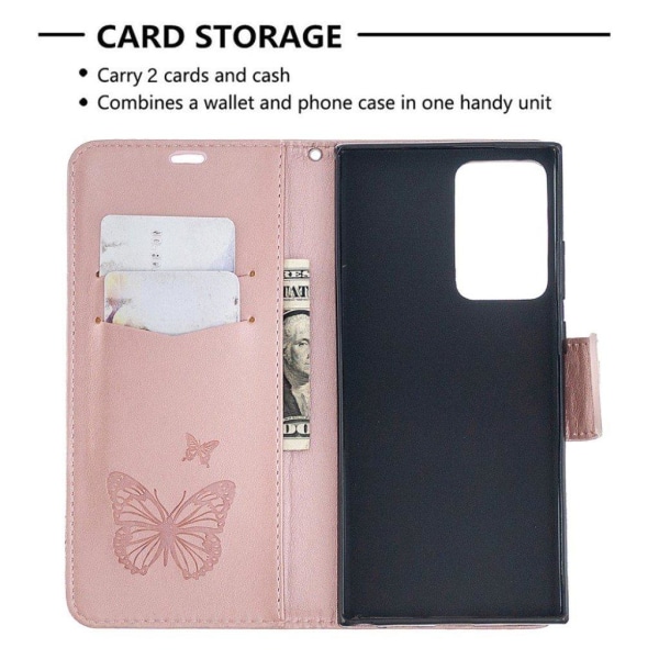Butterfly Samsung Galaxy Note 20 Ultra flip case - Rose Gold Pink