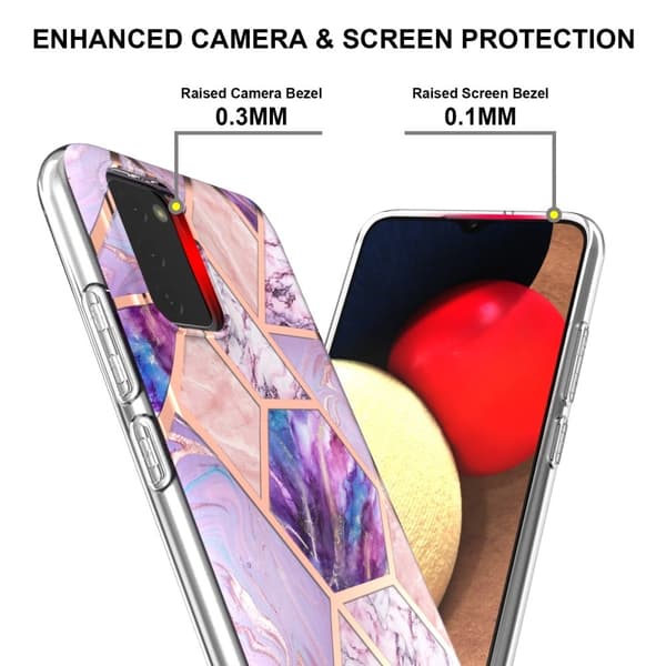 Marble Samsung Galaxy A02s Etui - Lyselilla Purple