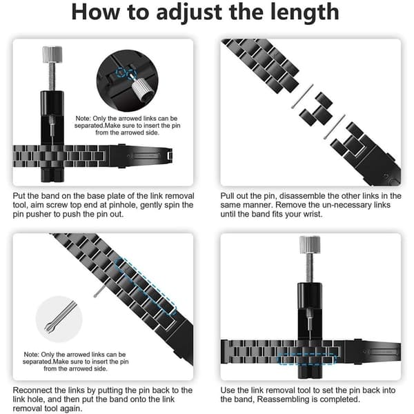 20 mm JLT urrem med tre perler i rustfrit stål til Samsung Galaxy Watch 4 - Sort Black