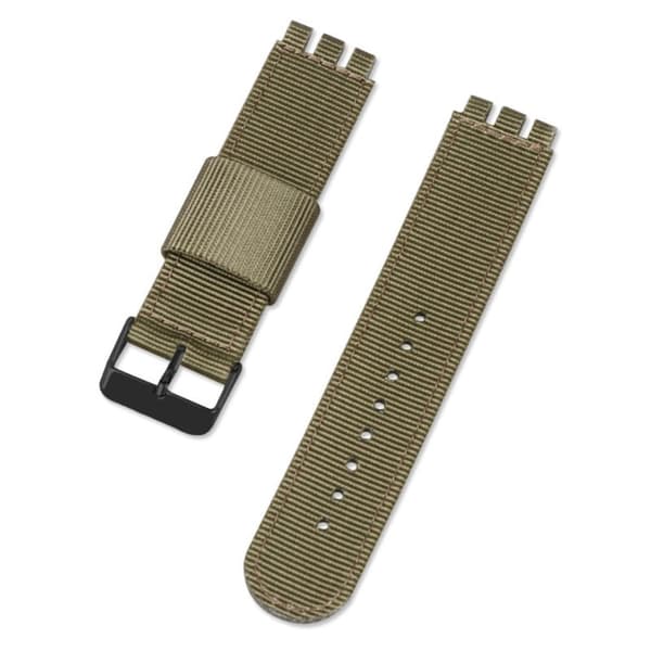 19mm Universal nylon + canvas klockarmband i svart spänne - Militärgrön Grön