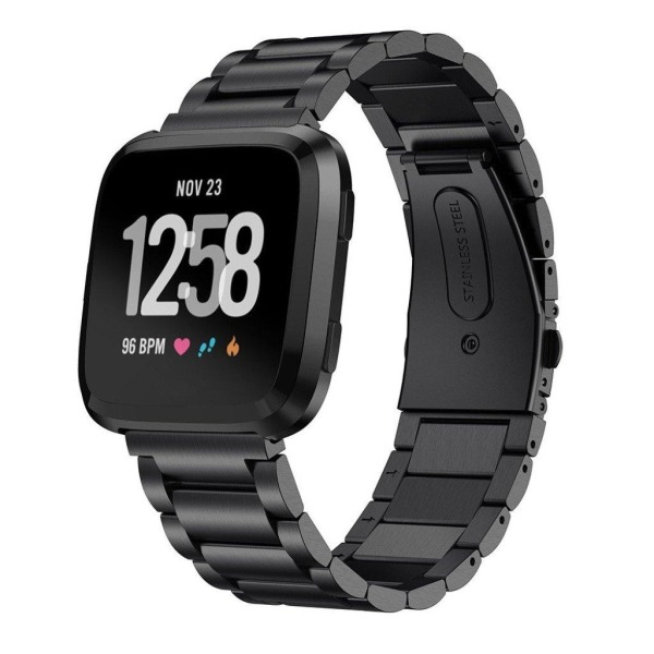 Fitbit Versa Tre beads rustfrit stål Urrem - Sort Black