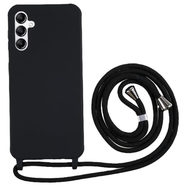 Tyndt flexibelt Samsung Galaxy A05s etui med mat finish og justerbar strop - Sort Black