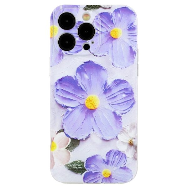 Deco iPhone 14 Pro deksel - Lilla Blomst Purple