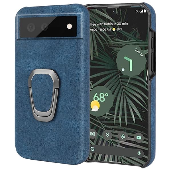 Støtsikkert skinndeksel med ovalt kickstand for Google Pixel 6 Pro - Blå Blue